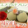 母の日ギフト ”夜須のエメラルドメロン” カーネーション生花付き 2玉 約3.2kg【予約 5月2日～5月10日お届け予定】 送料無料