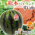 ”長野県 松本ハイランドすいか” 秀品 約7kg以上【予約 7月下旬以降】 送料無料