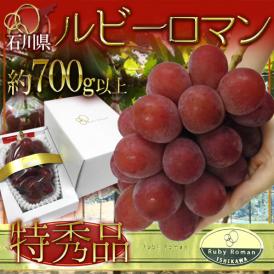 石川産 ”ルビーロマン” 特秀 特大房 1房 約700g以上【予約 8月以降】 送料無料