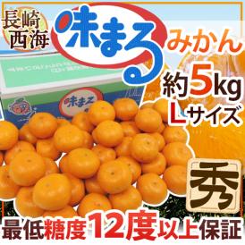 長崎 西海 ”味まるみかん” 秀品 Lサイズ 約5kg 産地化粧箱 最低糖度12度保証【予約 11月下旬以降】 送料無料