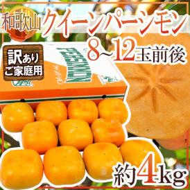 和歌山産 ”超大玉種なし柿 クイーンパーシモン” 訳あり 8〜12玉前後 約4kg 化粧箱【予約 10月中旬以降】 送料無料