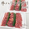 【送料無料】”牛ハラミ・サガリ 焼肉用” 約1kg （約500g×2pc）