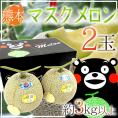 熊本県 ”くまモン箱 マスクメロン” 2玉 約3kg以上【予約 11月以降】