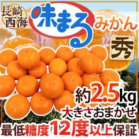 長崎 西海 ”味まるみかん” 秀品 約2.5kg 大きさおまかせ 産地化粧箱 最低糖度12度保証【予約 11月下旬以降】 送料無料