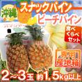 沖縄産 ”スナックパイン+ピーチパイン食べ比べセット” 2~3玉 約1.5kg以上 専用産地箱 パイナップル【予約 4月下旬以降】 送料無料