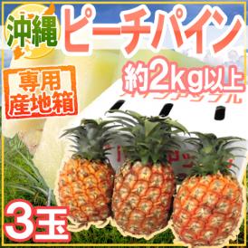 沖縄産 ”ピーチパイン” 3玉 約2kg以上 専用産地箱 パイナップル【予約 3月下旬以降】 送料無料