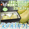 父の日ギフト ”マスクメロン” くまモン化粧箱 2玉 約3kg以上 熊本産【予約 6月14~21日お届け予定】 送料無料