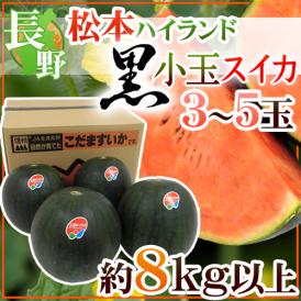 長野県 ”松本ハイランド 黒小玉すいか” 秀品 3～5玉 約8kg以上【予約 7月下旬以降】 送料無料