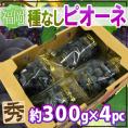 福岡県 八女産 ”種なしピオーネ” 秀品 約300g×4pc 合計約1.2kg ぶどう【予約 6月末以降】 送料無料