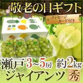 敬老の日ギフト 岡山産 ”瀬戸ジャイアンツ” 3～5房 約2kg 産地化粧箱【予約 9月7～15日お届け予定】 送料無料