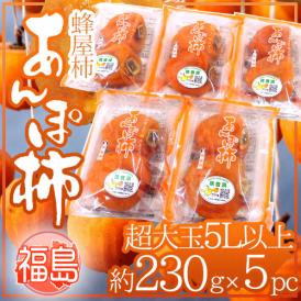 福島産 JAふくしま未来 ”あんぽ柿” 超特大玉5Lサイズ以上 約230g×5pc 蜂屋柿使用【予約 12月末以降】 送料無料