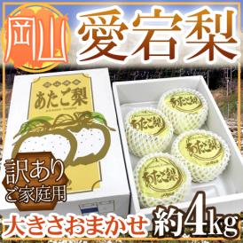 岡山産 ”愛宕梨” 訳あり 大きさおまかせ 約4kg 産地化粧箱 あたご梨【予約 11月末以降】 送料無料