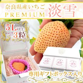 奈良県産 ”プレミアム 白いちご 淡雪いちご” 5Lサイズ 3粒 専用化粧箱【予約 1月末以降】 送料無料