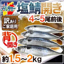 【送料無料】ノルウェー ”塩鯖開き” 訳あり 4～5尾前後 約1.5～2kg 背開き 塩サバ