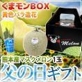 父の日ギフト ”マスクメロン” 黄色バラ造花付き くまモン化粧箱 1玉 約1.5kg以上 熊本産【予約 6月8～15日お届け予定】 送料無料
