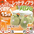 北海道 赤肉メロン ”らいでんレッドティアラメロン” 秀品 4～5玉 約8kg 産地箱【予約 7月下旬以降】 送料無料