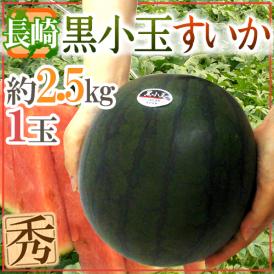 ”長崎県産 黒小玉スイカ” 秀品 1玉 約2.5kg【予約 7月以降】