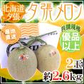 【産地直送】北海道 夕張メロン 2玉 約2.6kg 共撰・優品 化粧箱入り”優6-2玉”【予約 6月下旬以降】 送料無料