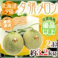 【産地直送】北海道 夕張メロン 2玉 約3.2kg 共撰・優品 化粧箱入り”優5-2玉”【予約 6月下旬以降】 送料無料