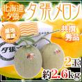 【産地直送】北海道 夕張メロン 2玉 約2.6kg 共撰・秀品 化粧箱入り”秀6-2玉”【予約 6月下旬以降】 送料無料