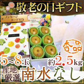 敬老の日ギフト ”南水梨” 秀品 5～8玉 約2.5kg 化粧箱 産地厳選【予約 9月7～15日お届け予定】 送料無料