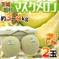 茨城県 旭村 ”温室マスクメロン” 秀品 超大玉2玉 約3～4kg【予約 7月末以降】 送料無料
