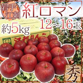 岩手江刺産 ”紅ロマンりんご” 秀品 12～18玉 約5kg【予約 9月以降】 送料無料