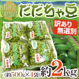 山形産 ”だだちゃ豆” 無選別・訳あり品 約2kg 希少枝豆 だだ茶豆 だだっちゃ豆【予約 8月以降】 送料無料