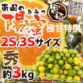 宮崎産 ”南国の陽蜜（ひみつ）みかん” 秀品 2S/3Sサイズ 約3kg【予約 9月中下旬以降】 送料無料