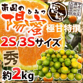 宮崎産 ”南国の陽蜜（ひみつ）みかん” 秀品 2S/3Sサイズ 約2kg【予約 9月中下旬以降】 送料無料