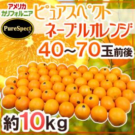 カリフォルニア産 プレミアムオレンジ ”ピュアスペクトネーブルオレンジ” 40～70玉前後 約10kg【予約 1月下旬以降】 送料無料