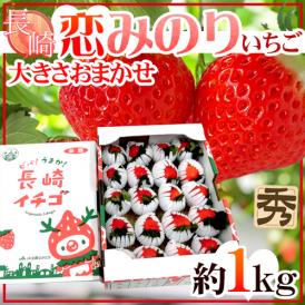 長崎県 ”枝付き恋みのりいちご” 秀品 約1kg 大きさおまかせ【予約 2月以降】 送料無料