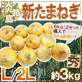 ”兵庫県 淡路島産 新たまねぎ” 秀品 L/2L 約3kg《2セット購入で4kgおまけ→10kgでお届け♪》【予約 4月末以降】 送料無料