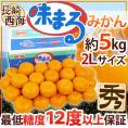 長崎 西海 ”味まるみかん” 秀品 2Lサイズ 約5kg 産地化粧箱 最低糖度12度保証【予約 11月下旬以降】 送料無料