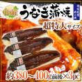 【送料無料】”うなぎ蒲焼” 約380～400g前後×3pc 中国産 ウナギ/鰻/有頭腹開