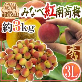 紀州・和歌山産 ”みなべ紅南高梅” 秀品 3L 約3kg【予約 5月末以降】 送料無料