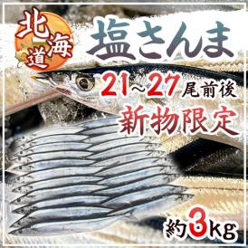 2025年新物！北海道産 ”塩さんま” 21～27尾前後 約3kg サンマ 秋刀魚 【予約 入荷次第発送】 送料無料