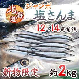 2025年新物！北海道産 ”ジャンボ塩さんま” 12〜14尾前後 約2kg サンマ 秋刀魚 【予約 入荷次第発送】送料無料