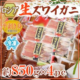 ロシア産 冷凍 ”生ズワイガニ” 約850g×4pc 半剥き身/ハーフポーション/pc 送料無料