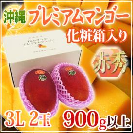 沖縄産 ”プレミアムマンゴー” 赤秀品 大玉3L 2玉 900g以上 糖度15度以上 化粧箱 沖縄マンゴー【予約 6月末以降】 送料無料