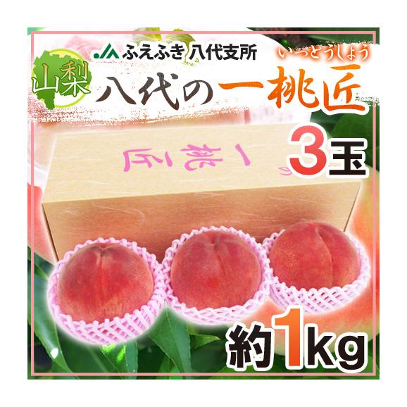 山梨県 JAふえふき 八代地区 &rdquo;八代の一桃匠&rdquo; 3玉入り 約1kg 化粧箱【予約 6月末以降】 送料無料01