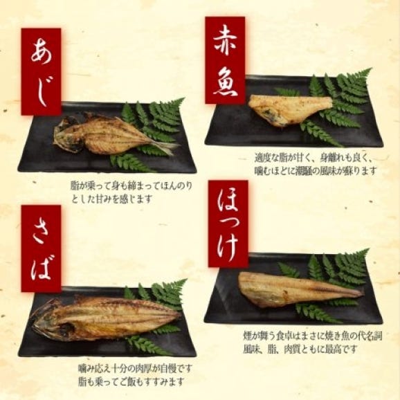 《緑茶干し》干物詰め合わせセット （4種 10枚）ホッケ・あじ・赤魚・鯖05