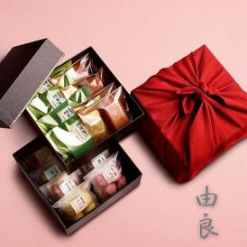 ネガイノヒトツブ〈由良〉 — 抹茶フィナンシェ入り二段ギフト（風呂敷包み・専用紙袋付き）