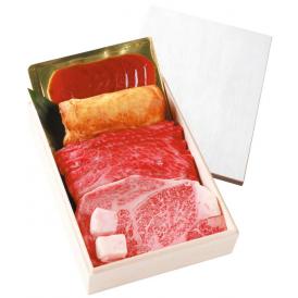 父の日 神戸牛ギフトセットA (ステーキ、すき焼き・しゃぶしゃぶ 木箱入りセット)風呂敷包