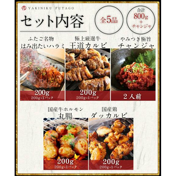 【送料無料】厳選 豪華5品 ふたごの焼肉セット ３～４人前 合計800g以上02