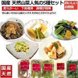 【送料無料】山菜水煮特選5点セット 国産 山形県産