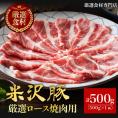 【送料無料】米沢豚一番育ち　厳選ロース焼肉用