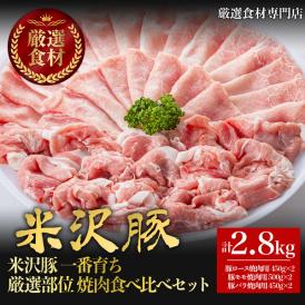 【送料無料】米沢豚一番育ち 厳選部位 焼肉食べ比べセット