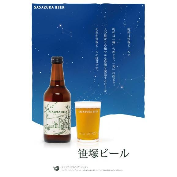 【送料込】笹塚ビール　グラス入セット ビール4本＆グラス2個03