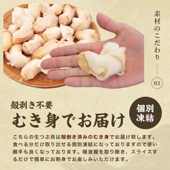 ＼お中元ギフトにおすすめ／【お刺身OK】大粒 生つぶ貝(むき身) 1kg(約500g×2袋)【BBQ/貝/ツブ貝/ツブガイ/ツブカイ/つぶかい/粒貝/海鮮/お中元/ギフト/送料無料/ますよね】04